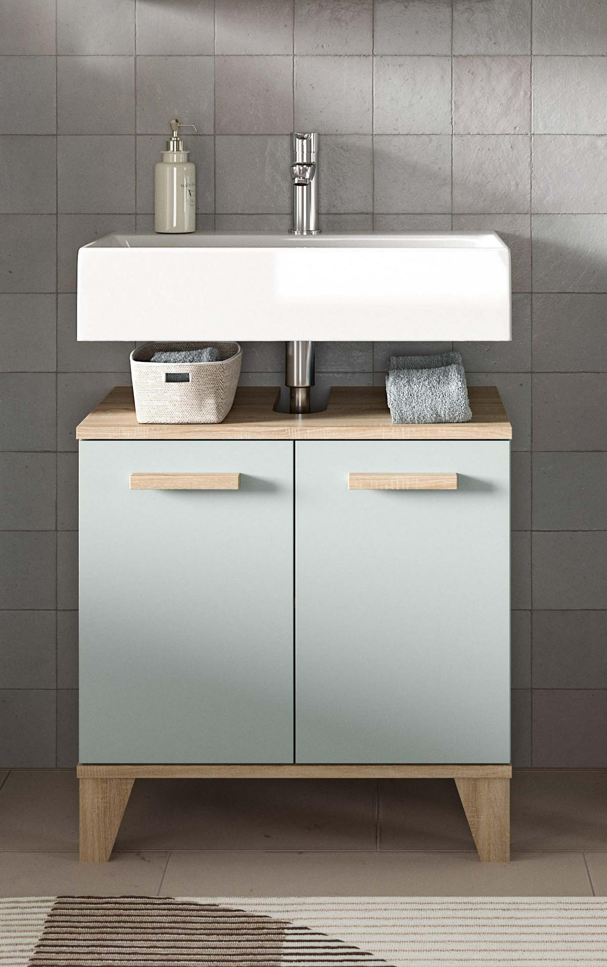 WASCHBECKENUNTERSCHRANK STAR (B/H/T: ca. 60/61/34 cm) in hellgrün/hellgrün - Hellgrün, Holzwerkstoff (60/61/34cm)