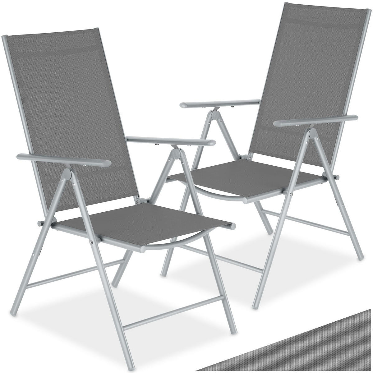 GARTENSTUHL 2er Set Marcellino, 54,5 x 65 x 107,5 cm, silber - Silberfarben, Metall (54.5/107.5/65cm) - tectake