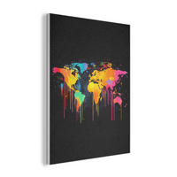 AKUSTIKBILD Weltkarte - Farbe - Bunt - Graffiti - Welt Wandbilder 60x80 cm - Multicolor, Textil (60/80/0.9cm) - MuchoWow