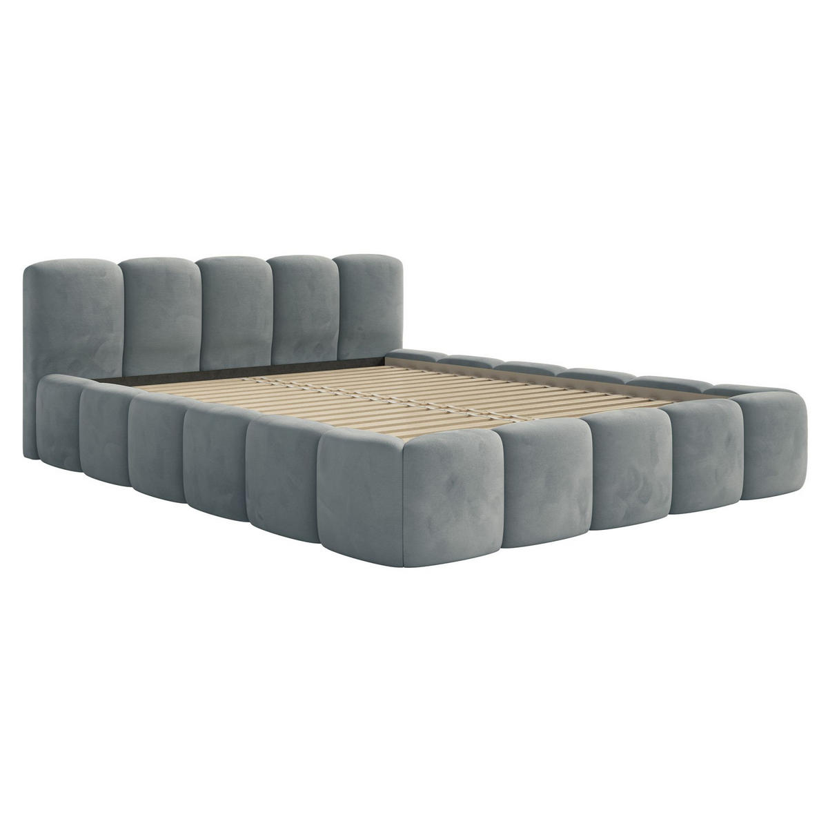 POLSTERBETT Cloudy Low Grau Samtbezug 160x200 - Grau, Textil (160/200cm) - Selsey