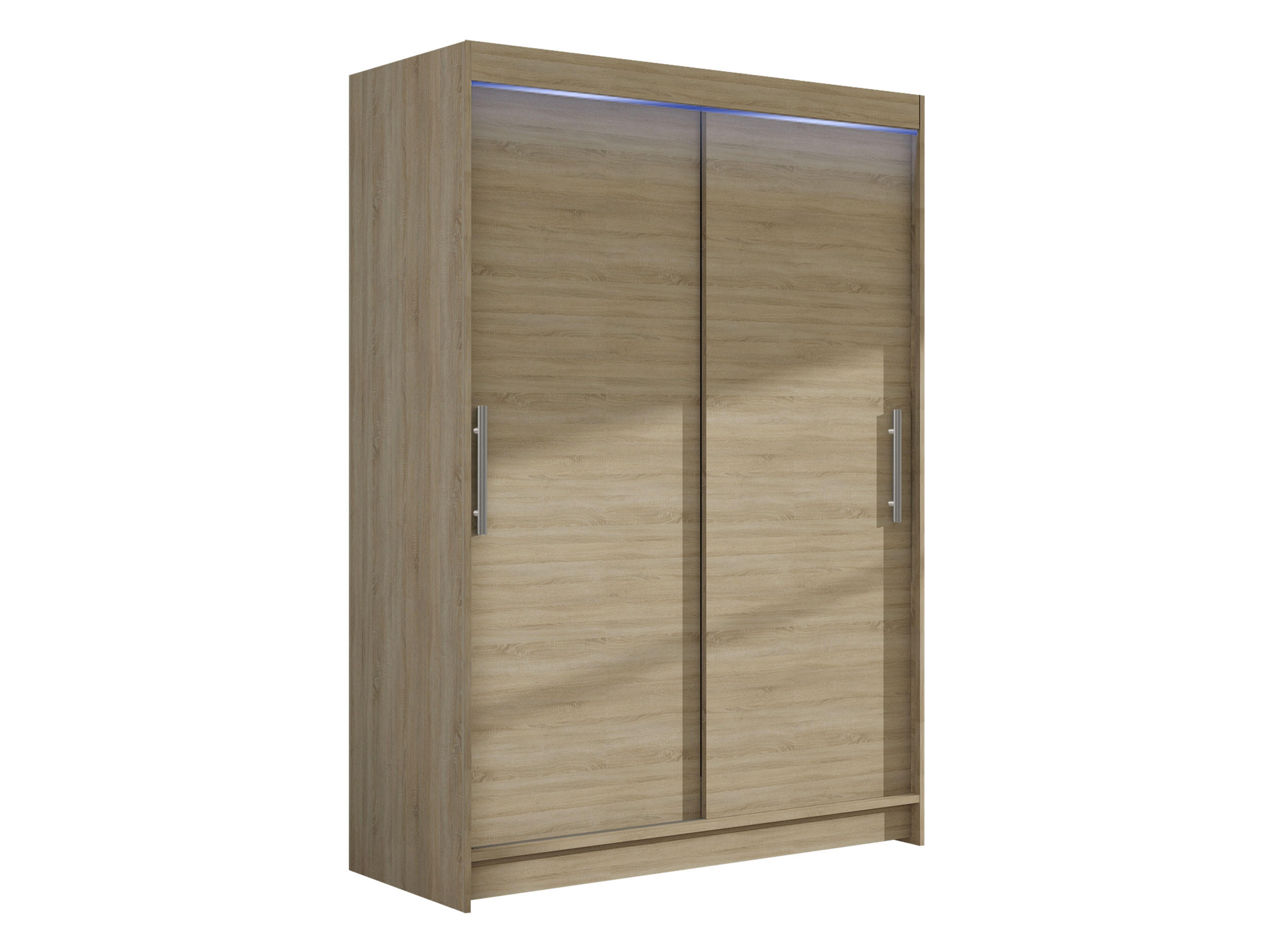 KLEIDERSCHRANK Miami I, mit RGB LED Beleuchtung - Silberfarben/Sonoma Eiche, Holzwerkstoff/Kunststoff (120/200/58cm) - MIRJAN24