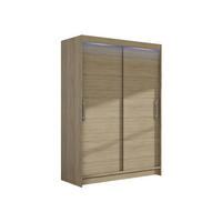 KLEIDERSCHRANK Miami I, mit RGB LED Beleuchtung - Silberfarben/Sonoma Eiche, Holzwerkstoff/Kunststoff (120/200/58cm) - MIRJAN24