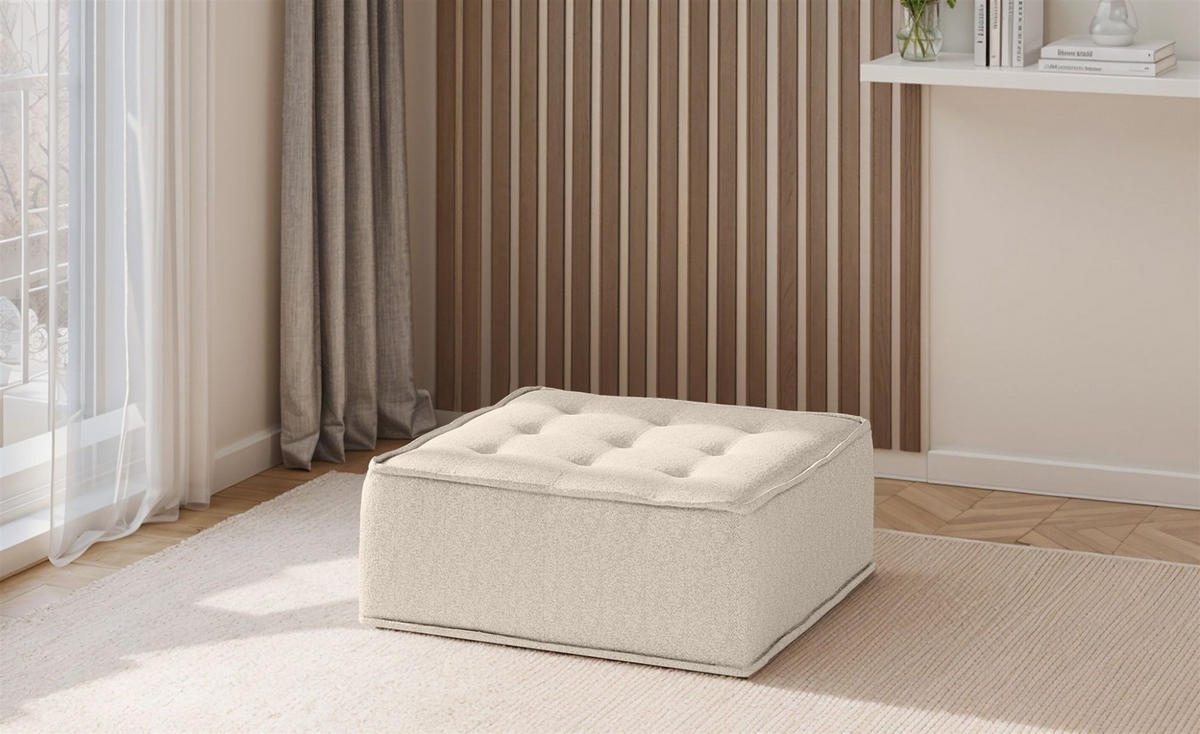 POLSTERHOCKER Sande In Alpine - Beige, Holzwerkstoff/Textil (90/38/90cm) - Fun Möbel
