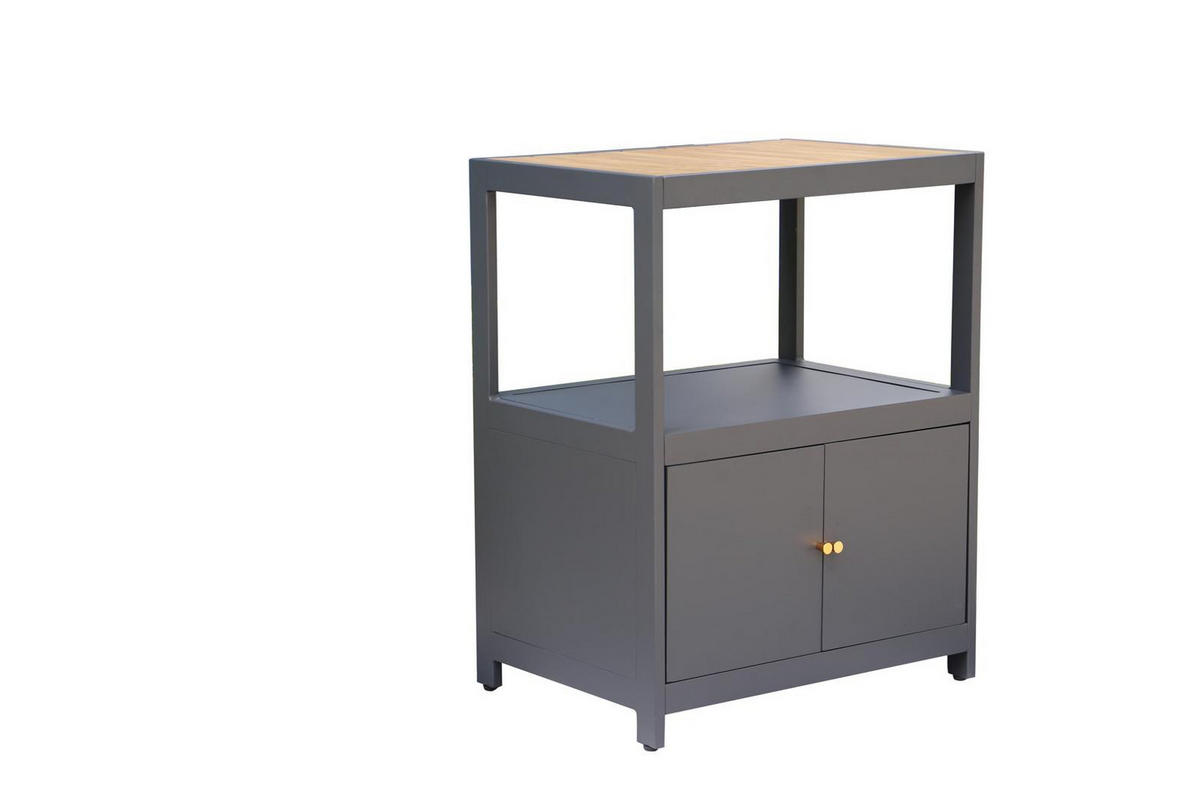 BARTISCH aus Aluminium, inkl. Servierwagen Eiskübel und Schrank - Dunkelgrau, Metall (50/91/296cm) - Goriller