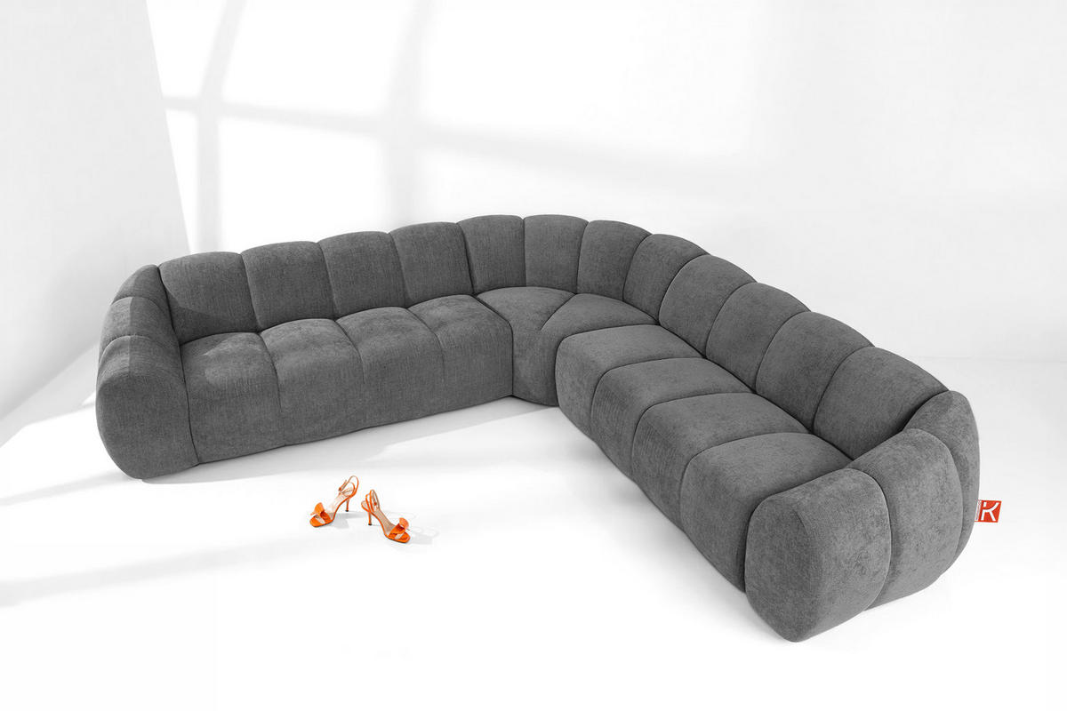 ECKSOFA RECHTS/LINKS FLAVA, Aschgrau - Grau, Holz/Holzwerkstoff (310/310cm) - KONSIMO®