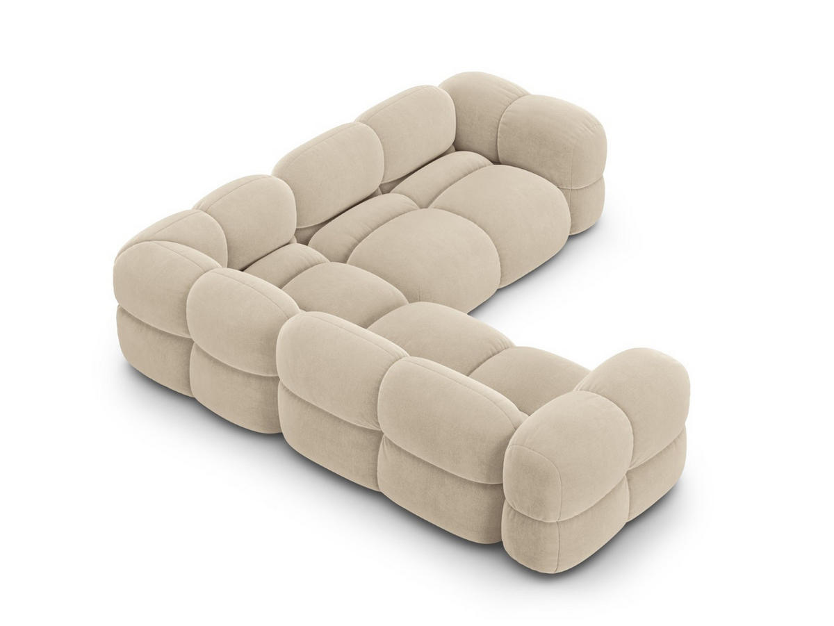 ECKSOFA Loretto aus Samt leichtes beige 4 Sitzplätze - Creme, Textil (250/250cm) - Cosmopolitan Design