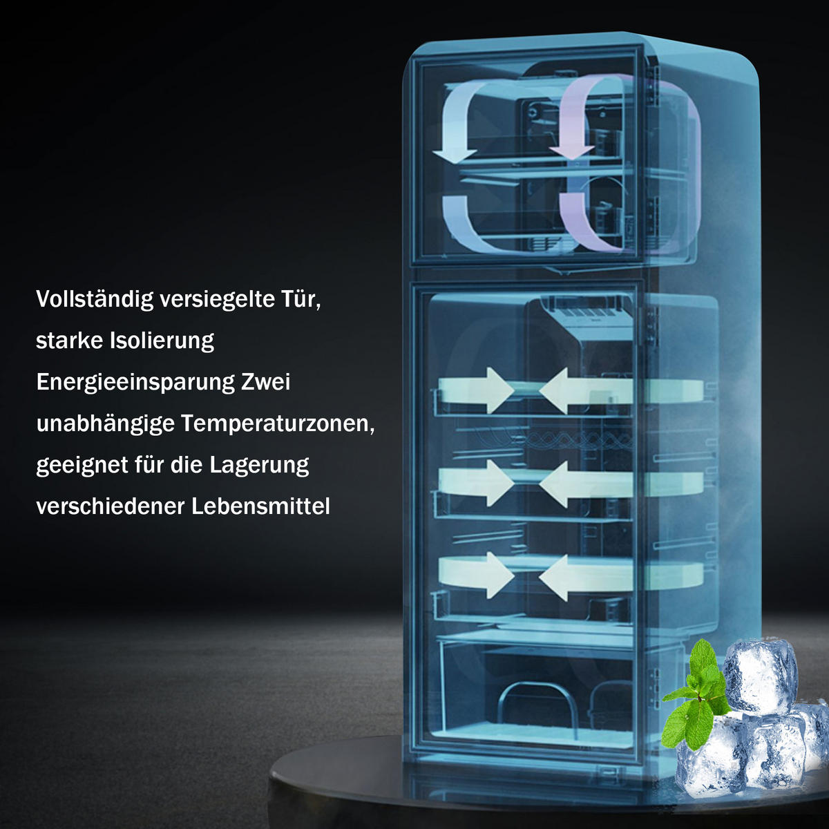 KUHLSCHRANK 45.5/42/88.8 cm Rot 60L mit LED-Licht, Energieklasse E - Rot, Metall (45.5/88.8/42cm) - Oxeza