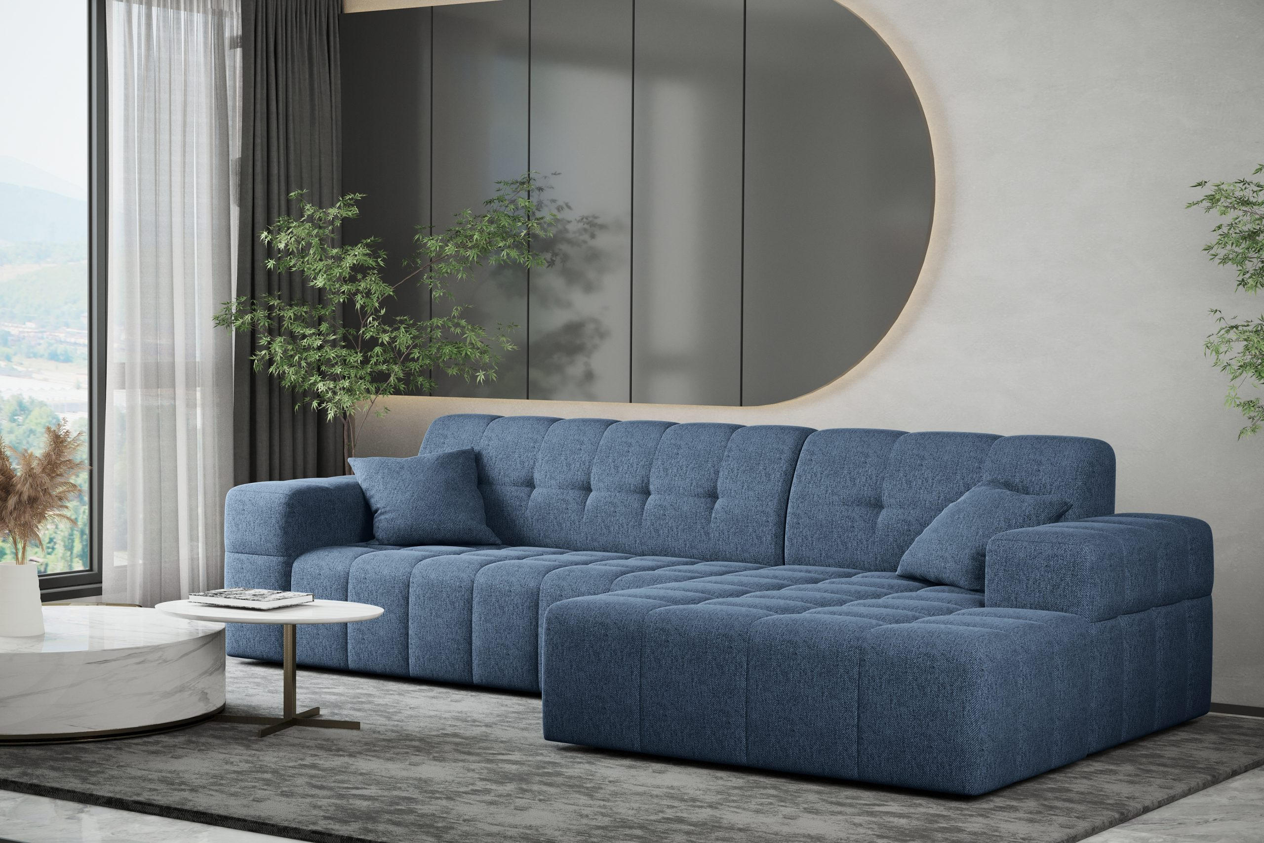 ECKSOFA L-Form NIMES Stoff Verita Marineblau Rechts - Blau, Holz (256/168cm) - Kaiser Möbel
