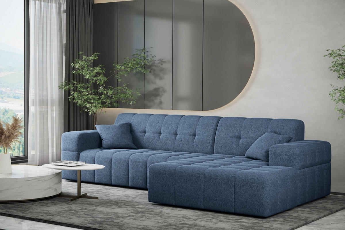 ECKSOFA L-Form NIMES Stoff Verita Marineblau Rechts - Blau, Holz (256/168cm) - Kaiser Möbel