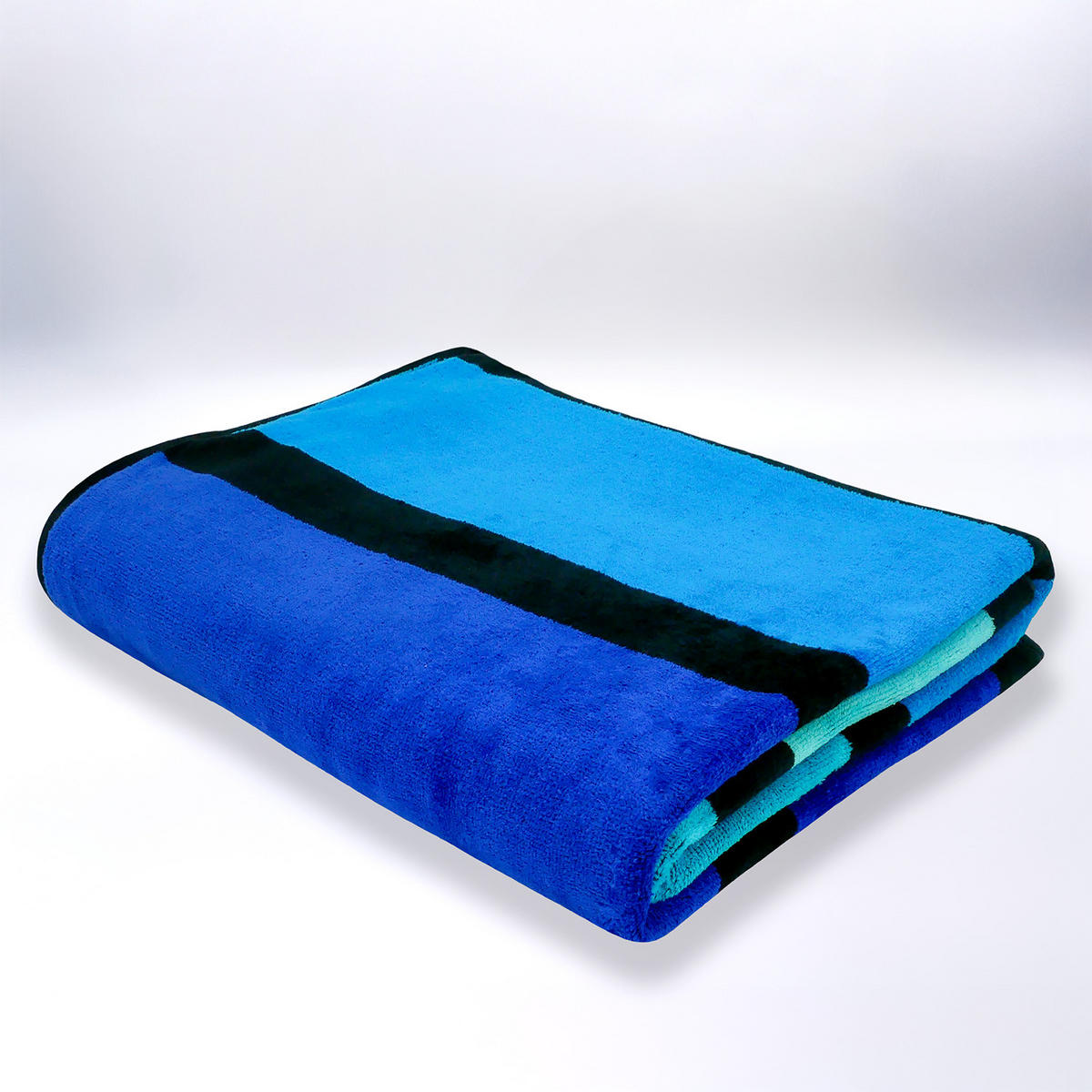 STRANDTUCH Frottee Velours Jacquard Happy Blue 140x180 400g/m² - Blau, Textil (140/180cm) - LE COMPTOIR DE LA PLAGE