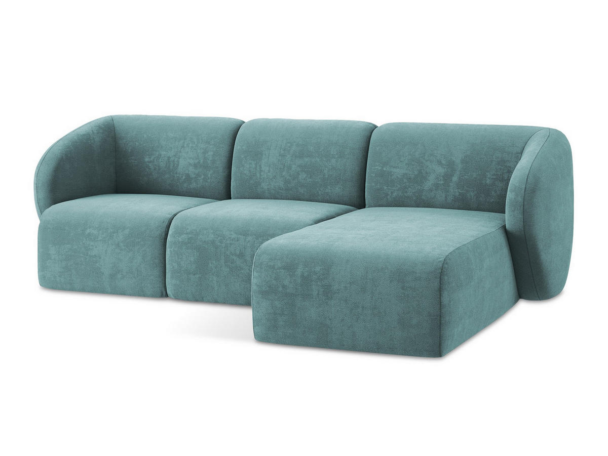 ECKSOFA Rechts Chenille Stoff Blau - Blaugrau/Schwarz, Holzwerkstoff/Kunststoff (248/166cm) - Makamii