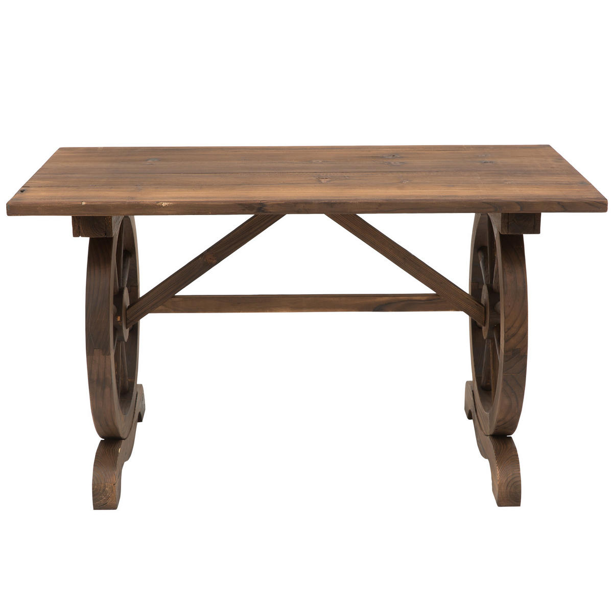 GARTENTISCH DE-07295 mit Räderform und Massivholz Natur - Naturfarben, Holz (110/60/65cm) - ComfortXL