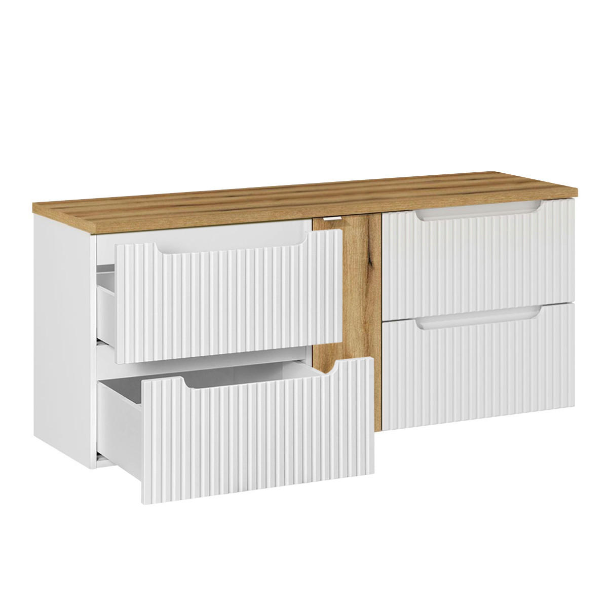 WASCHTISCHUNTERSCHRANK 140.4cm Riva Weiß und Holz - Weiß, Holzwerkstoff (140.4/59/40cm) - Petits-meubles