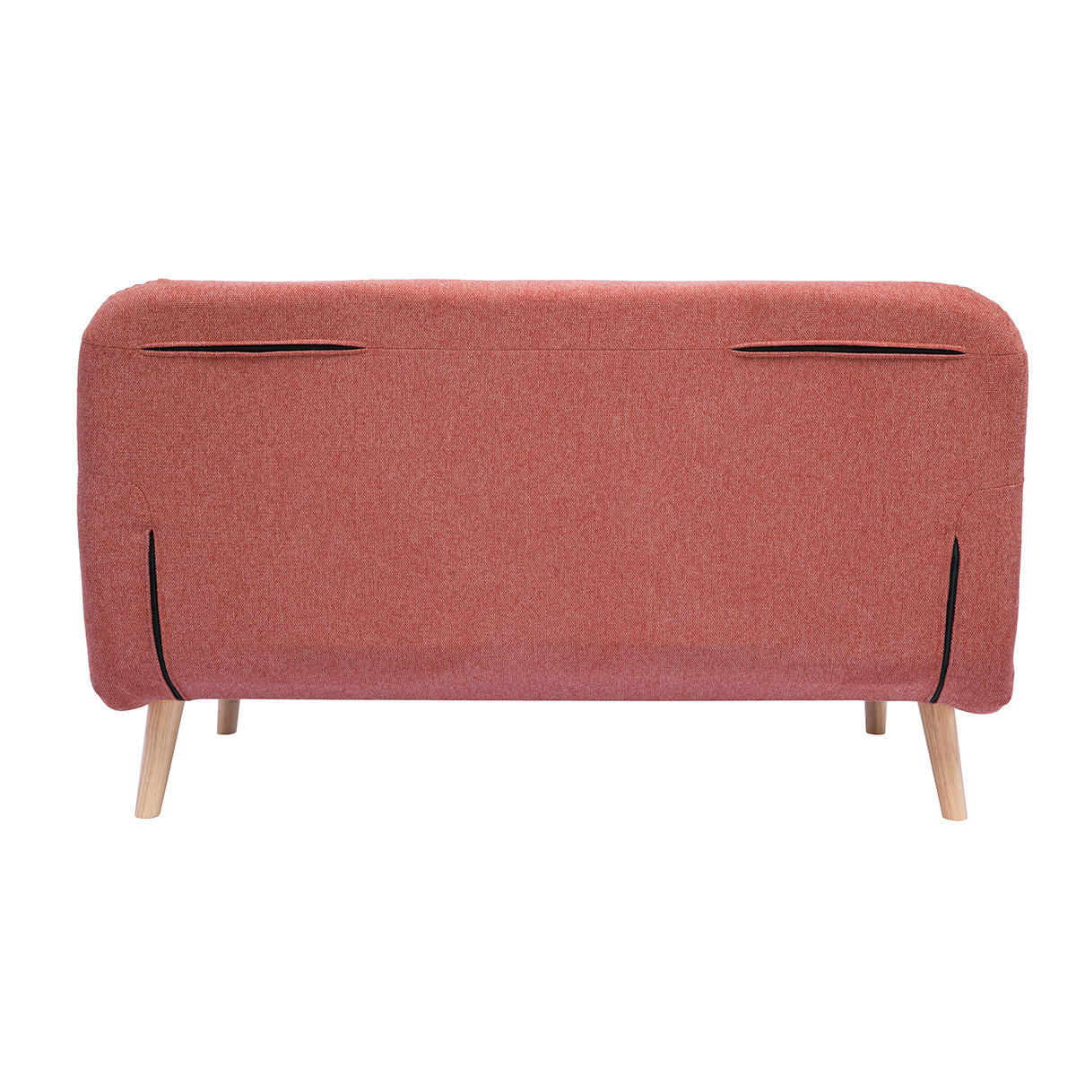 SCHLAFSOFA 2-Sitzer Terrakotta Samtig Helles Holz AMIKO - Terracotta, Textil (87/78/132cm) - Miliboo