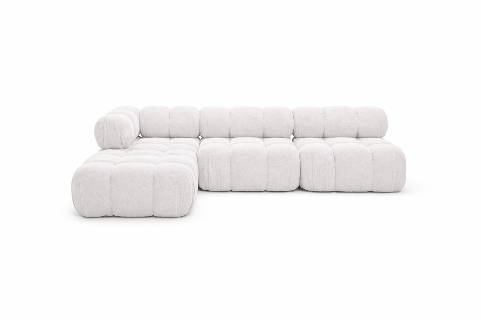 ECKSOFA L-Form Modulare, Bouclé-Stoff Abriamo, Ecru, Links, Selia - Ecru, Holz (285/160cm) - Kaiser Möbel