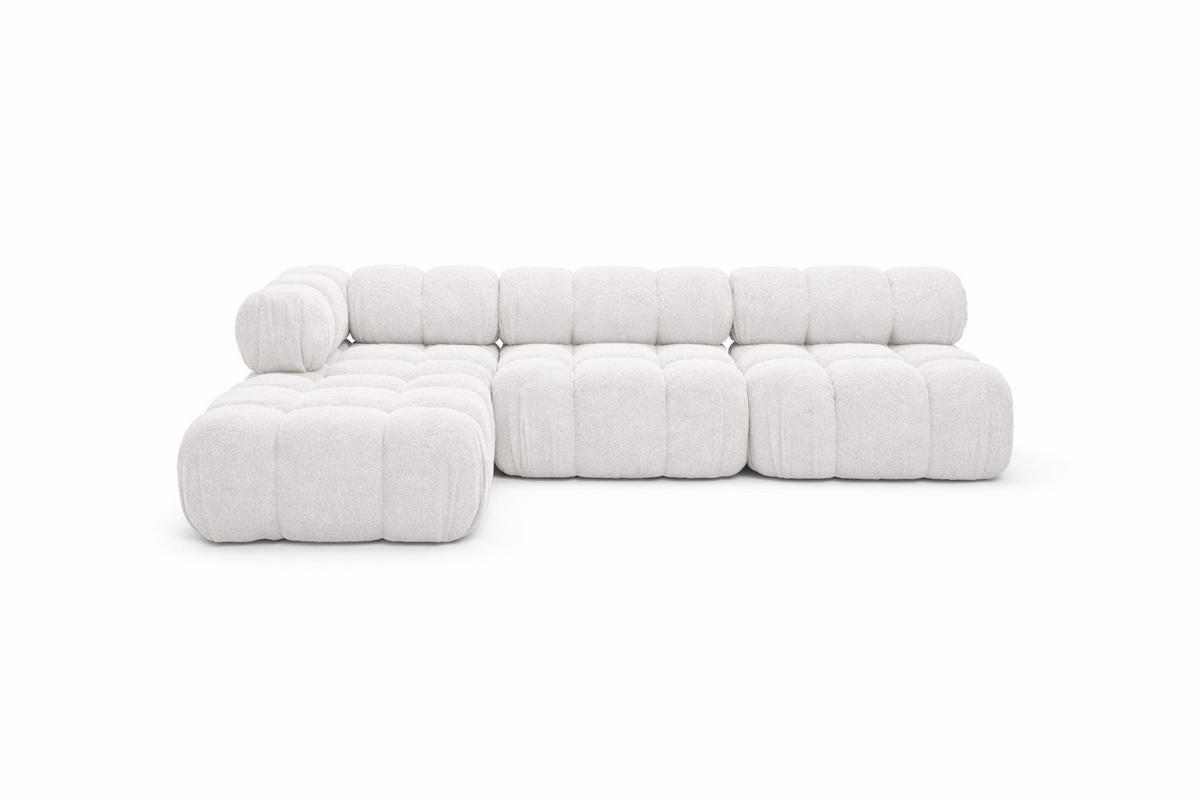 ECKSOFA L-Form Modulare, Bouclé-Stoff Abriamo, Ecru, Links, Selia - Ecru, Holz (285/160cm) - Kaiser Möbel