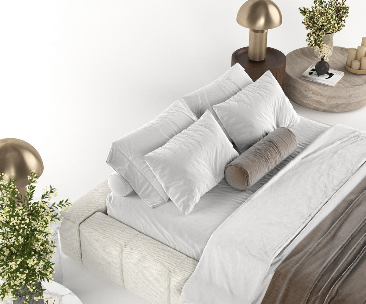 POLSTERBETT Kea mit Stauraum 160/200 cm Creme im Modesto Stoff - Creme/Schwarz, Holz/Holzwerkstoff (160/200cm) - AltaBeds