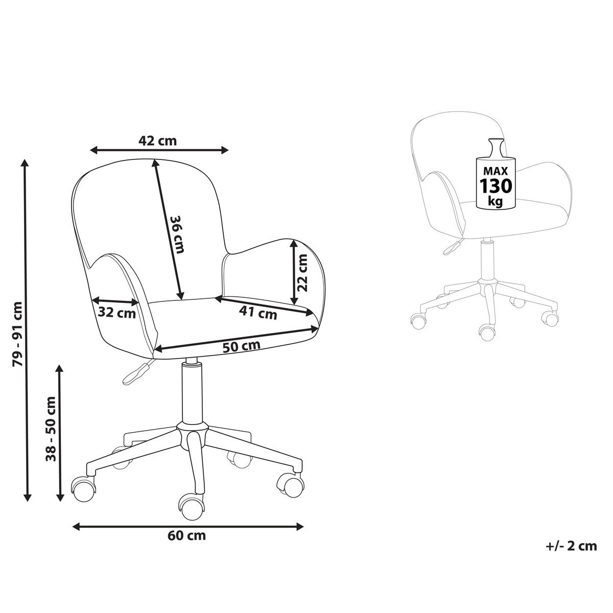 BÜROSTUHL Samtstoff Blau Priddy - Blau, Textil/Metall (60/79/60cm) - Beliani