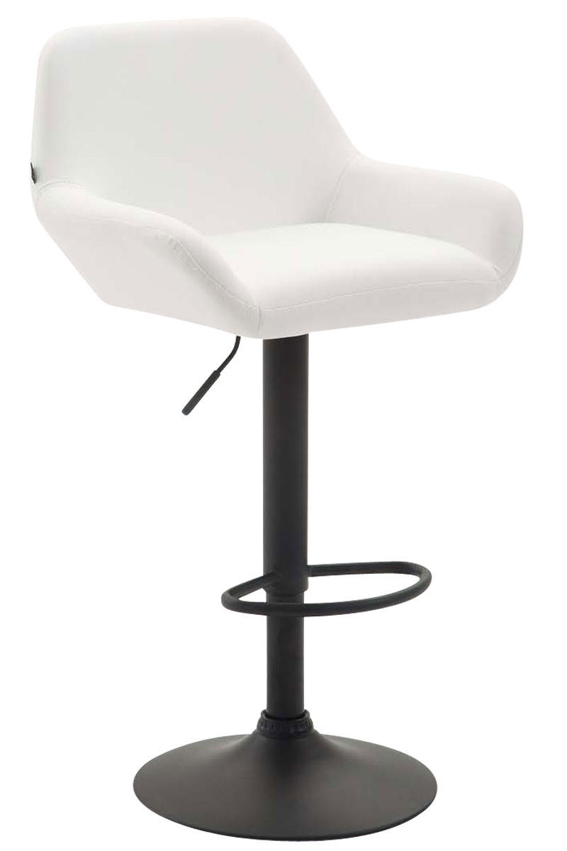 BARHOCKER DUBLIN Weiß Kunstleder Schwarz - Weiß, Leder/Metall (51/89/52cm) - DELUKE