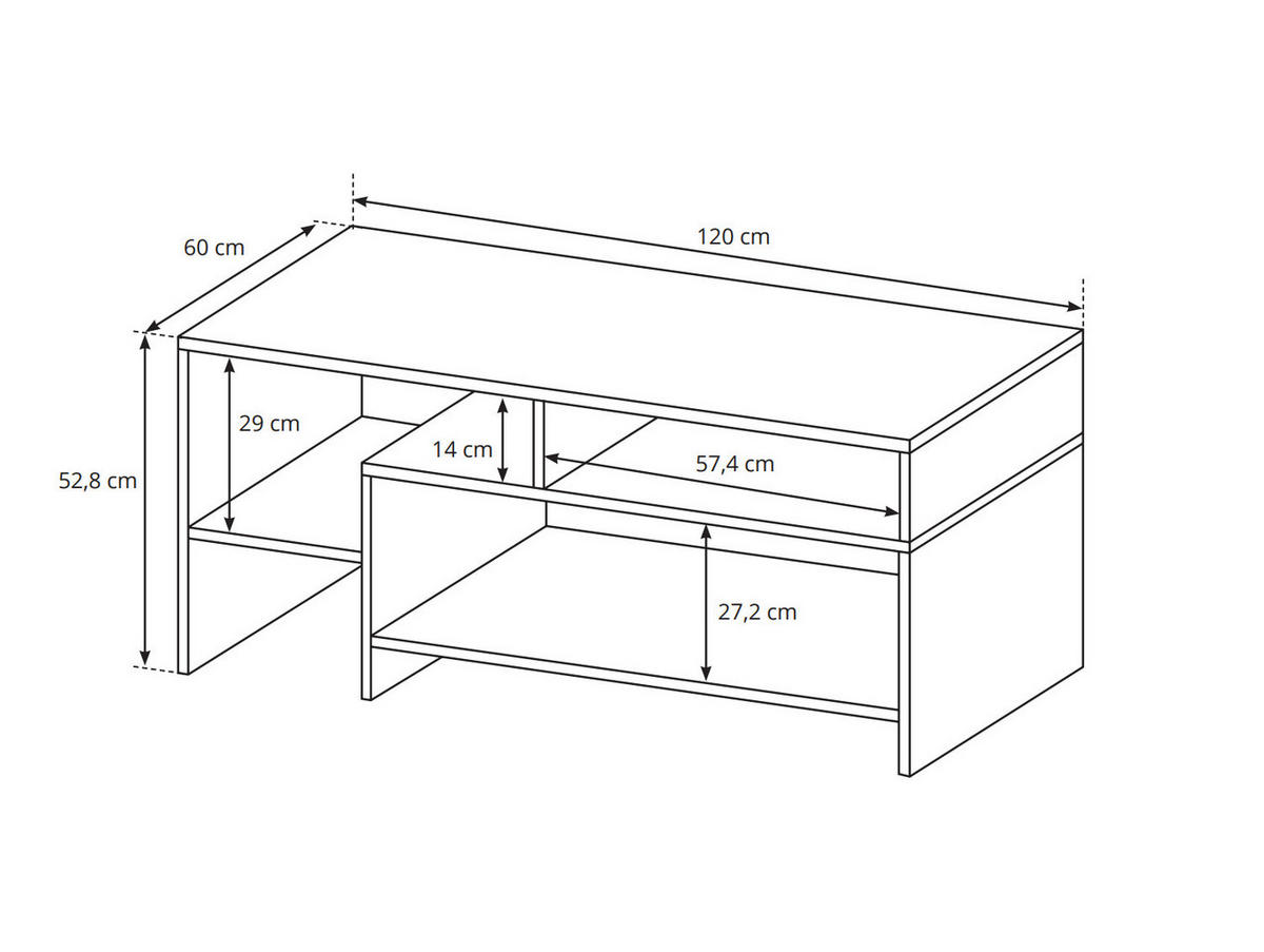 COUCHTISCH Panzo Eiche Craft / Anthrazit - 120 cm - mit Ablagefach - Eichefarben/Anthrazit, Holzwerkstoff (60/120/53cm) - Ravio
