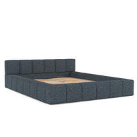 POLSTERBETT Milos mit Stauraum 160/200 cm Marineblau im Modesto Stoff - Schwarz/Naturfarben, Holz/Holzwerkstoff (160/200cm) - AltaBeds