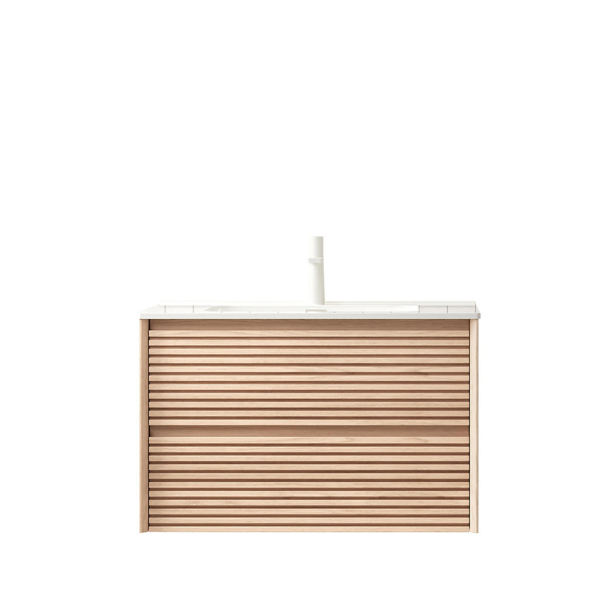 WASCHTISCHKOMBI 81x46.5x51.5cm Natur/Weiß mit Keramikbecken & 2 Soft-Close-Schubladen - Naturfarben, Keramik (81/51.5/46.5cm) - Modfu