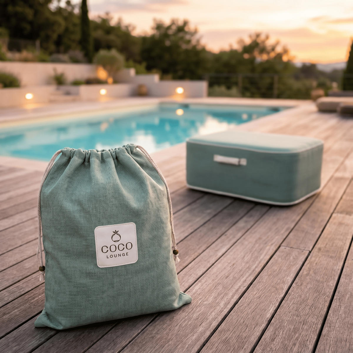 HOCKER NUMA Grün - Mintgrün/Grün, Kunststoff/Textil (75/35/75cm) - Coco Lounge