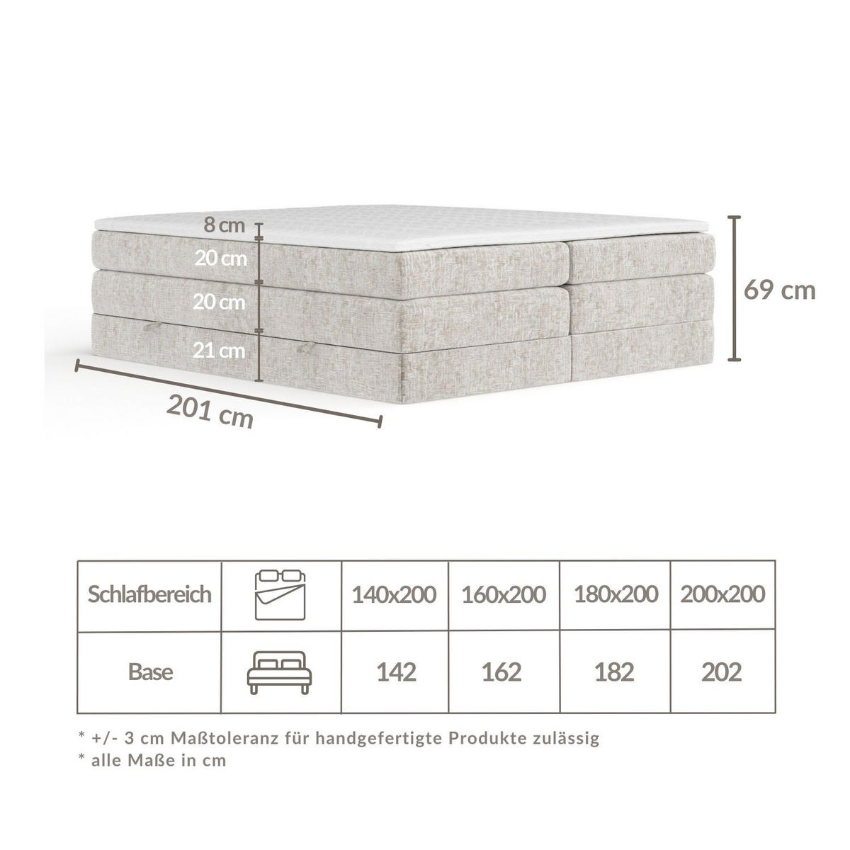 BOXSPRINGBETT Juniper Blau 200/200 cm - Blau/Schwarz, Holz/Holzwerkstoff (200/200cm) - Maison de Reve