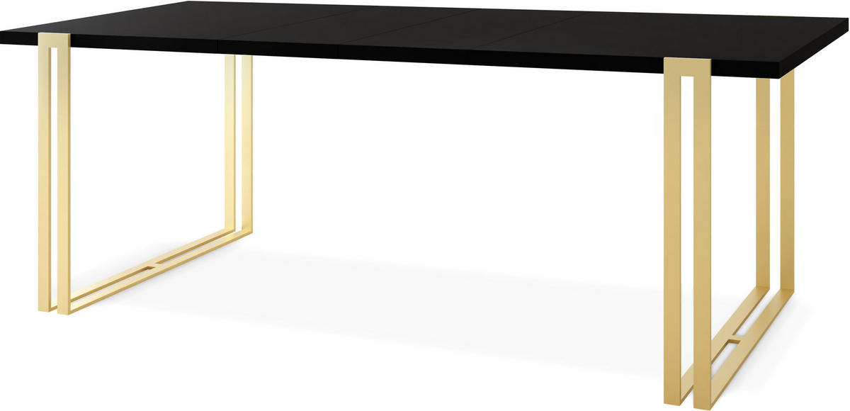 ESSTISCH Stella rechteckig ausziehbar, Schwarz 140-260/80/76 cm - Goldfarben/Schwarz, Holzwerkstoff/Metall (140/80/76cm) - WFL GROUP