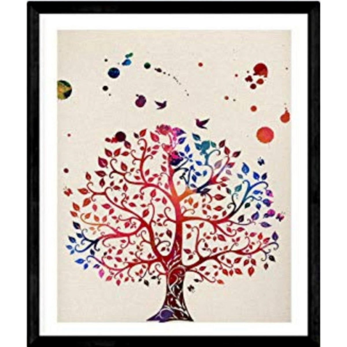 POSTER Baum Natur Aquarell 24X30cm Schwarzer Rahmen - Schwarz, Papier (24/5/30cm) - Nacnic