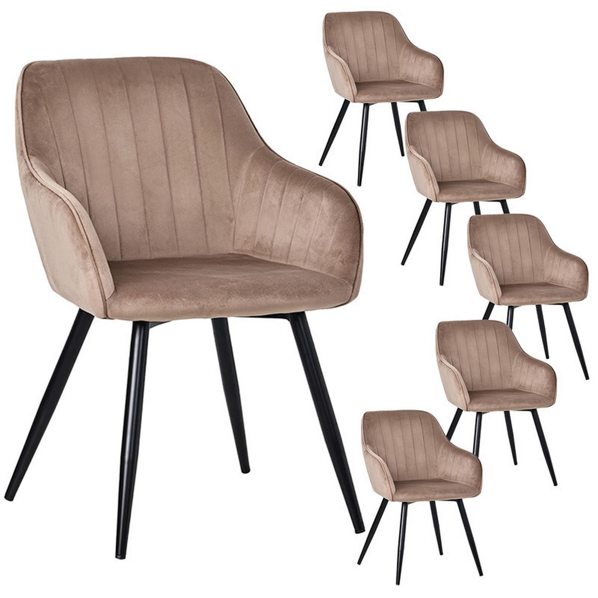 ARMLEHNSTUHL-SET 6 Stück in Samt(YZ5) - Braun, Textil (48/81/63cm) - HOMAVO