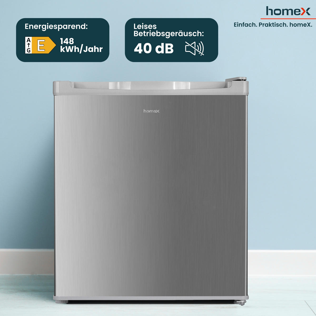 GEFRIERSCHRANK, Mini - 33L Nutzinhalt, 4-Sterne Gefrieren, freistehend, klein, mit Temperaturregelung, FM1015-S silber - Silberfarben, Kunststoff/Metall (44/51/47cm) - homeX