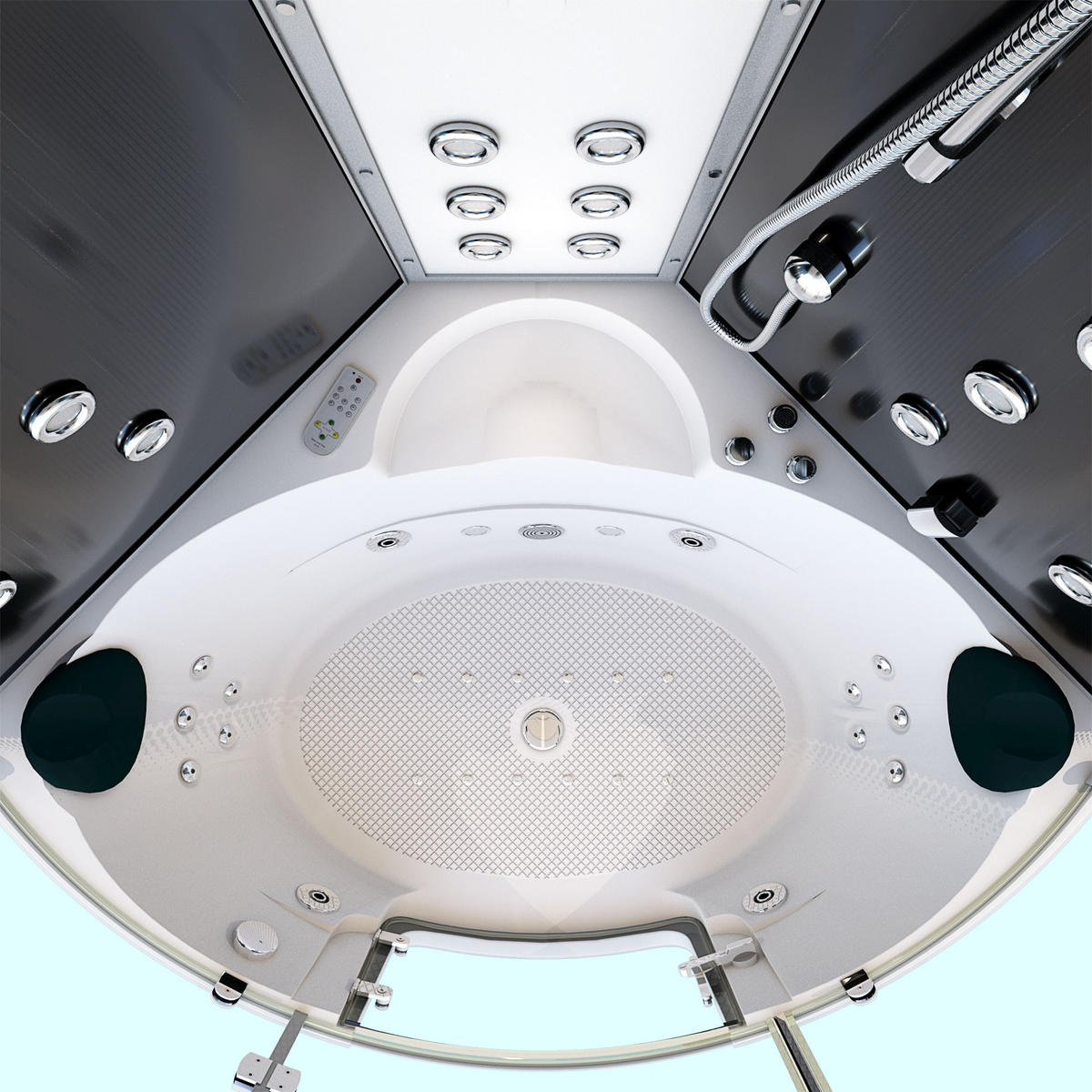 DAMPFDUSCHE Whirlpool Duschkabine K70-SW-EH - Schwarz, Glas/Kunststoff (150/217/150cm) - AcquaVapore by Sandra Jentho