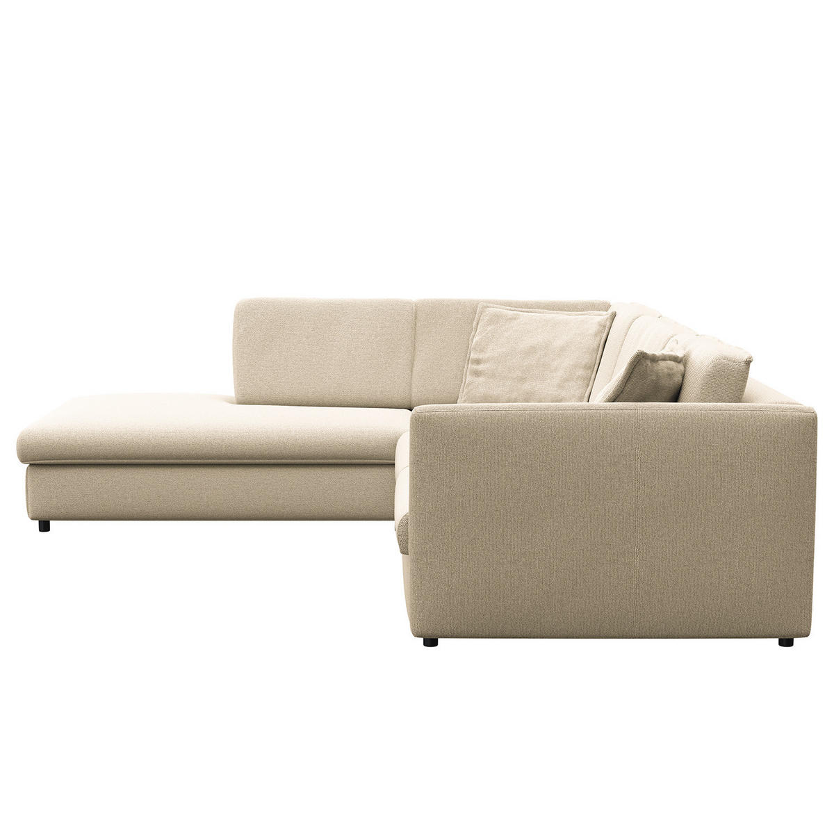 ECKSOFA mit Ottomane - Creme/Schwarz, Kunststoff/Textil (328/272cm) - home24