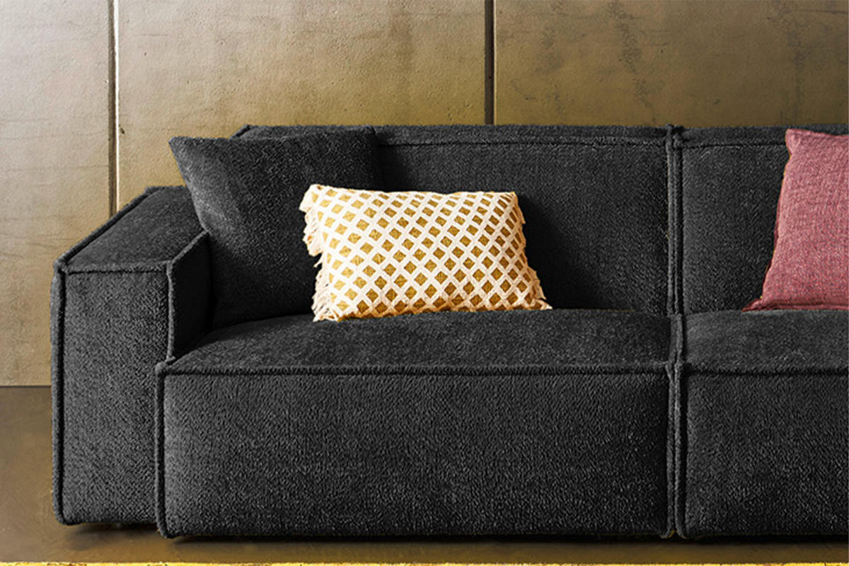 SOFA SAMU Schwarz Webstoff - Schwarz, Kunststoff/Textil (256/72/106cm) - KAWOLA