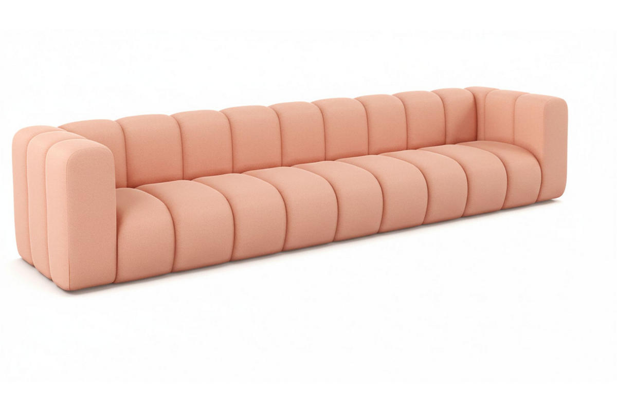 COUCH, Fünfsitzer-Sofa Grand, Veloursstoff Salvador, Rosa - Rosa, Holz (314/70/87cm) - Kaiser Möbel