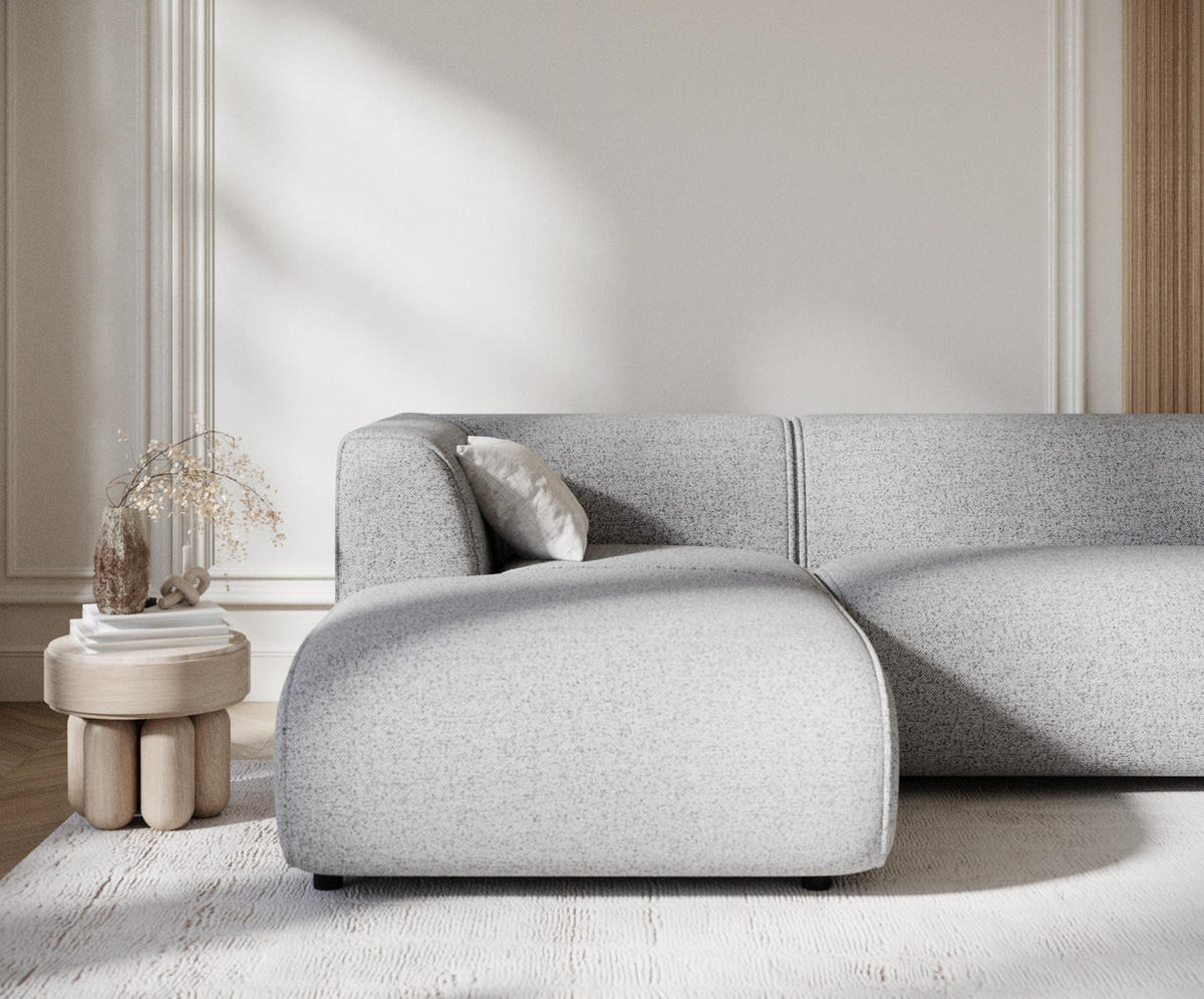 ECKSOFA Melani Grau Webstoff - Schwarz/Grau, Holz/Holzwerkstoff (253/153cm) - Maison de Reve