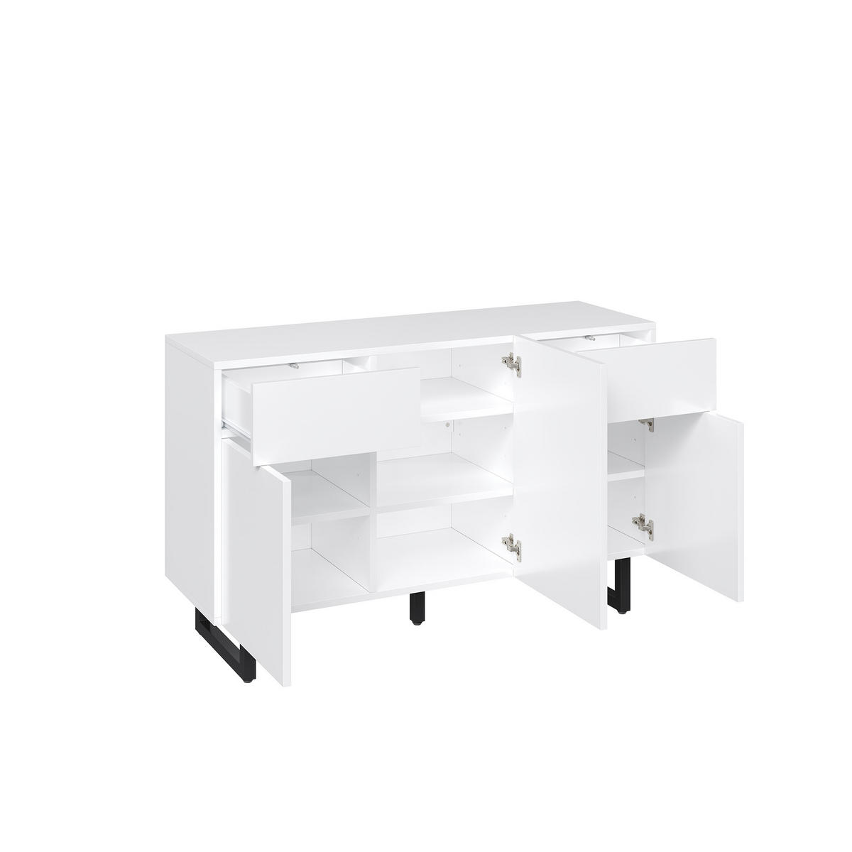 SIDEBOARD aus Holzwerkstoff 120x40,5x75 cm Weiß mit Schubladen, Türen und verstellbaren Einlegeböden - Weiß, Holzwerkstoff (120/75/40.5cm) - Modfu