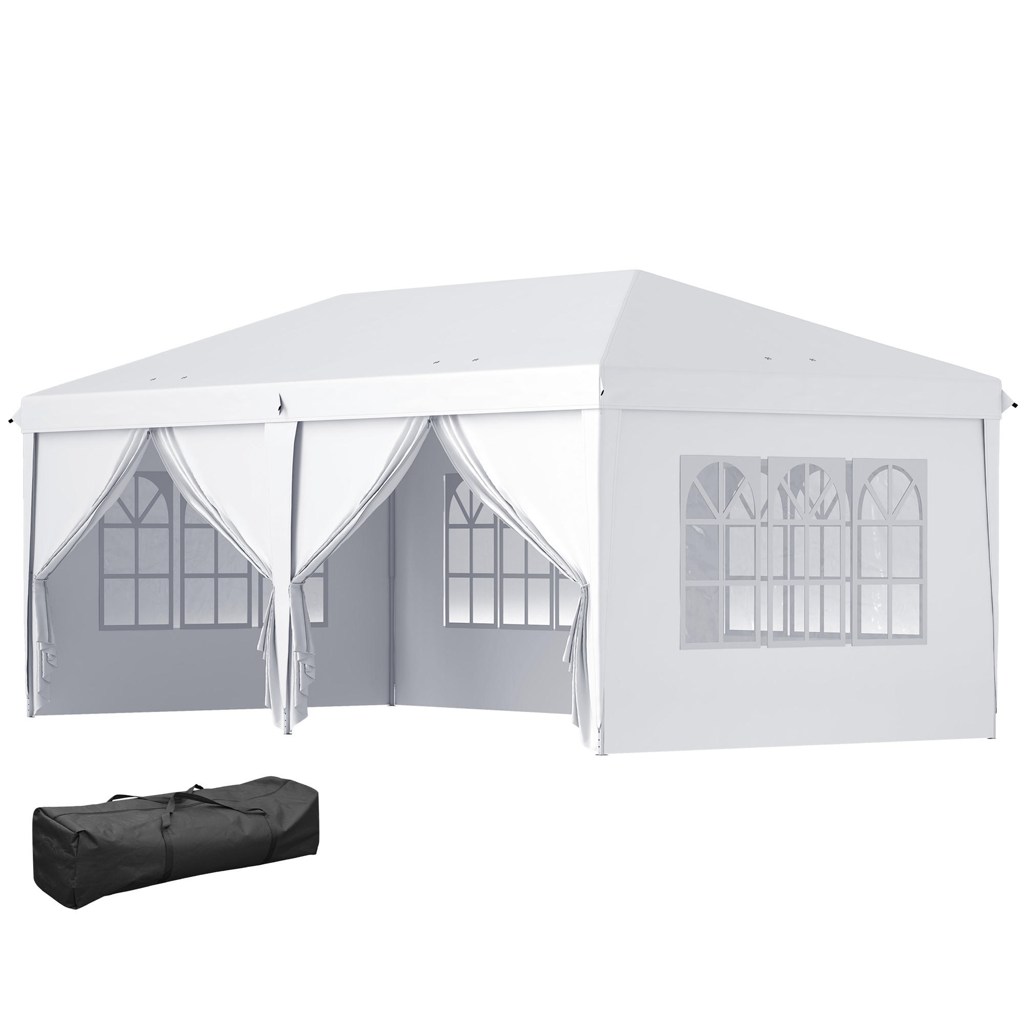 FALTPAVILLON, Blau, Stahl, Oxford-Gewebe - Weiß, Metall (295/270/585cm) - Outsunny