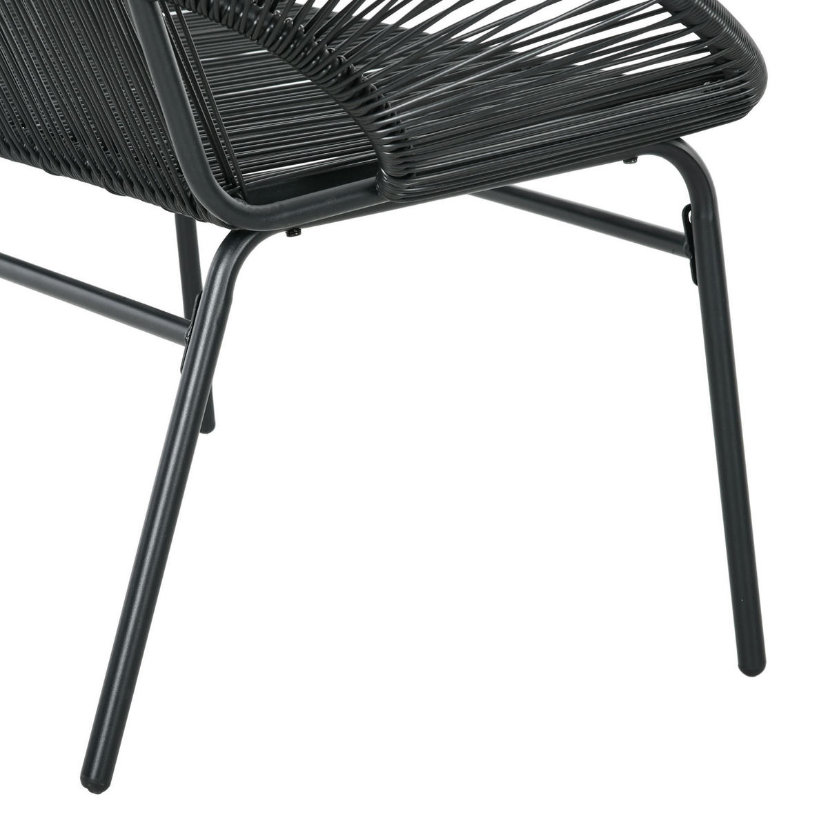GARTENBANK 132/72/83 cm schwarz aus Polyrattan mit Stahlrahmen - Schwarz, Kunststoff (72/83/132cm) - OKWISH