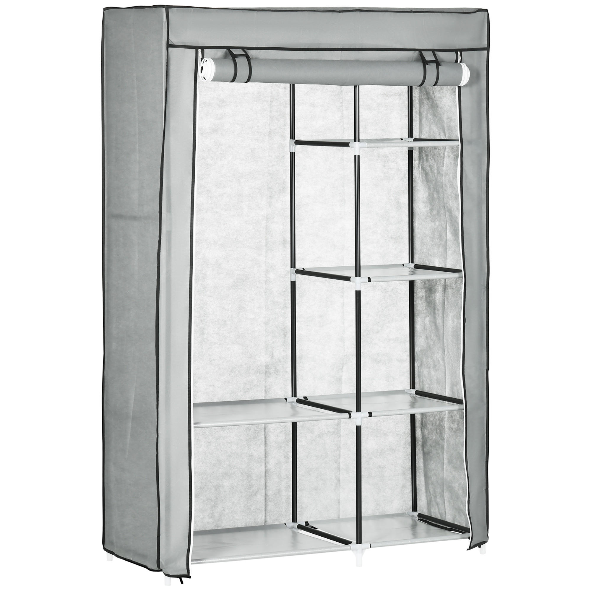 KLEIDERSCHRANK, Stoffschrank, Grau - Grau, Metall (43/162.5/103cm) - HOMCOM