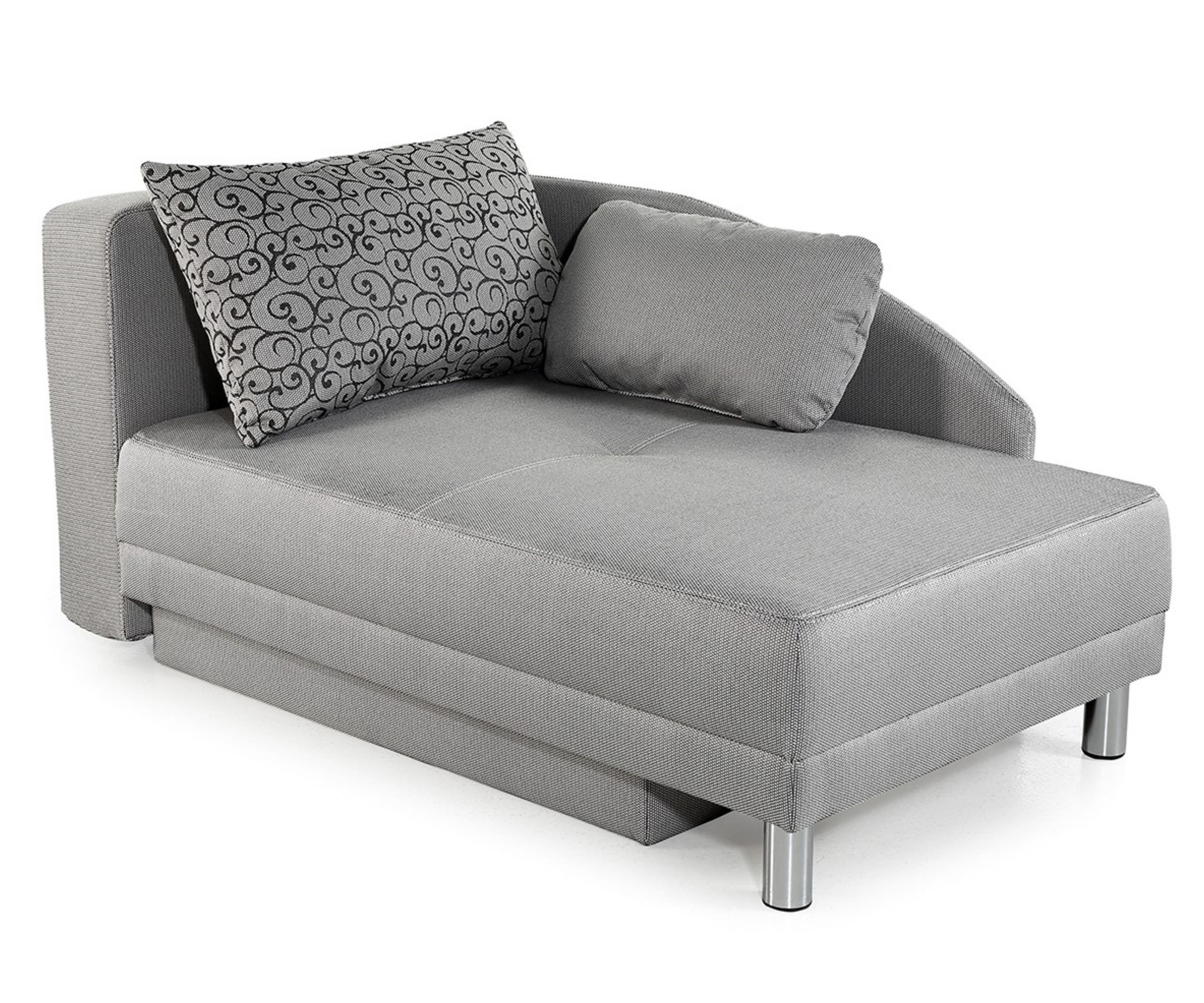 RÉCAMIERE-SCHLAFSOFA mit Bettkasten, Federkern, seitenverkehrt montierbar 149/90/80 cm, Liegefläche 200/84 cm, Webstoff Hellgrau / 15122 - Chromfarben/Hellgrau, Textil/Metall (149/80/90cm) - luma-home