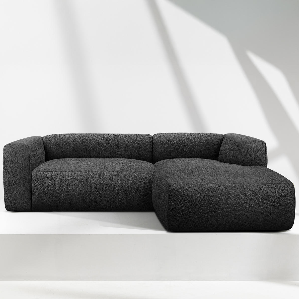 ECKSOFA RECHTS BUFFO, Dunkelgrau - Dunkelgrau, Holz/Holzwerkstoff (225/176cm) - KONSIMO®