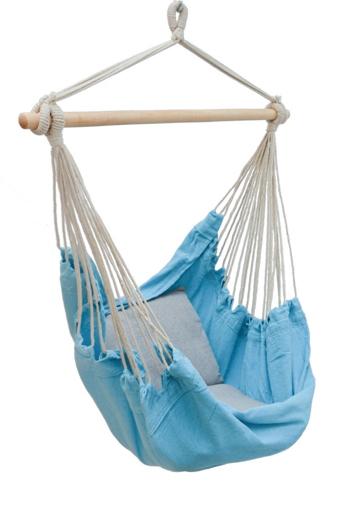 BALKON-HÄNGESESSEL bis 120kg, 130/95cm, Blau - Blau, Textil (95/130/130cm) - Amanka