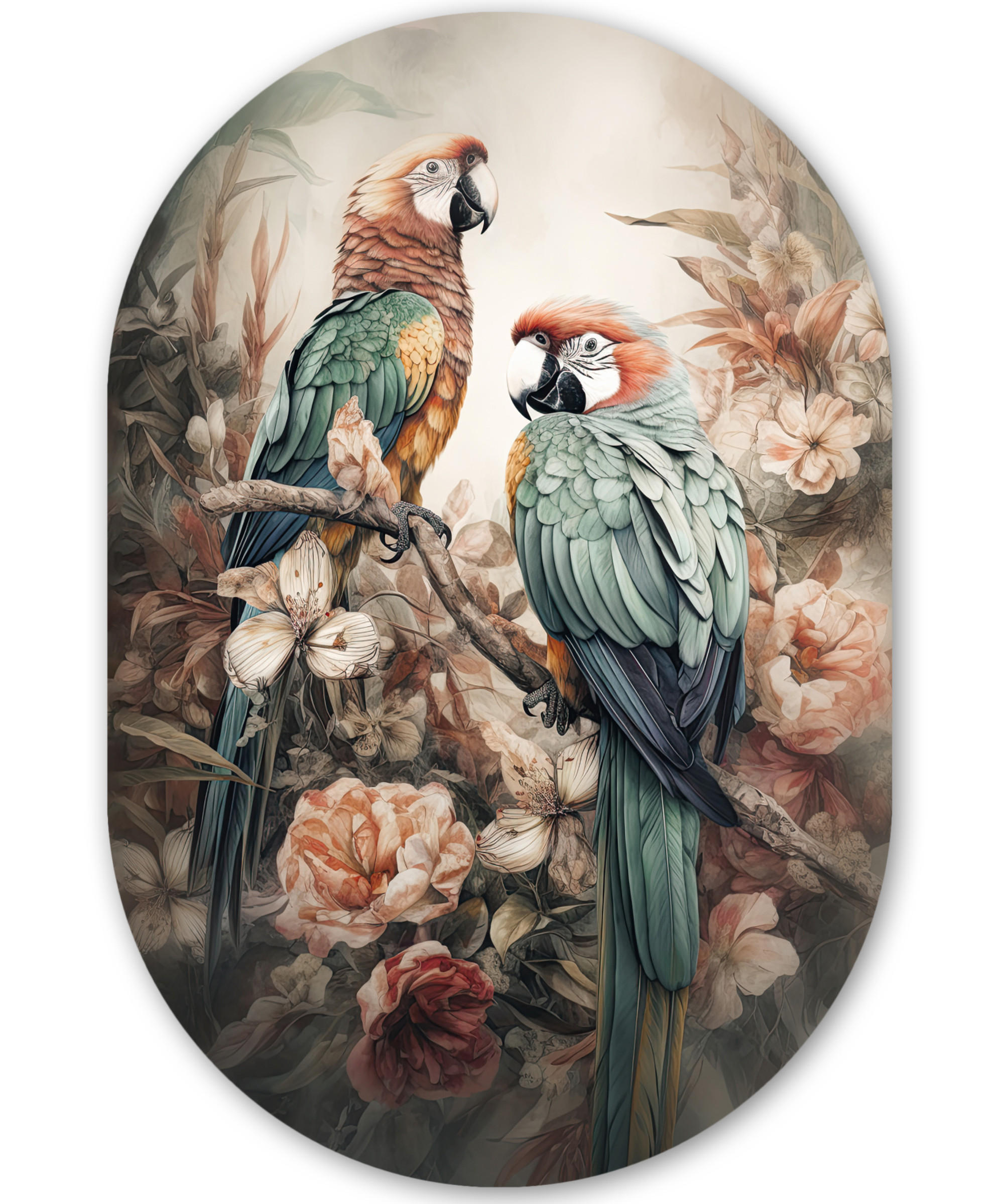 WANDBILD Papageien - Vögel - Natur - Blumen 40x60 cm - Baltimorefarben, Kunststoff (40/60cm) - MuchoWow