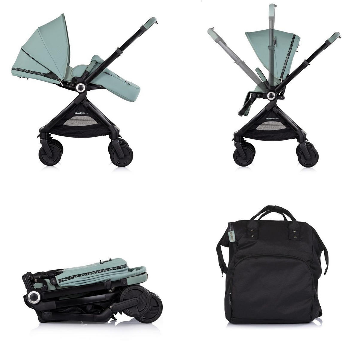 KINDERWAGEN Elite 2 in 1 next GEN grün Tasche klappbar Fußsack Moskitonetz grün - Grün, Metall (69/49/112cm) - Chipolino
