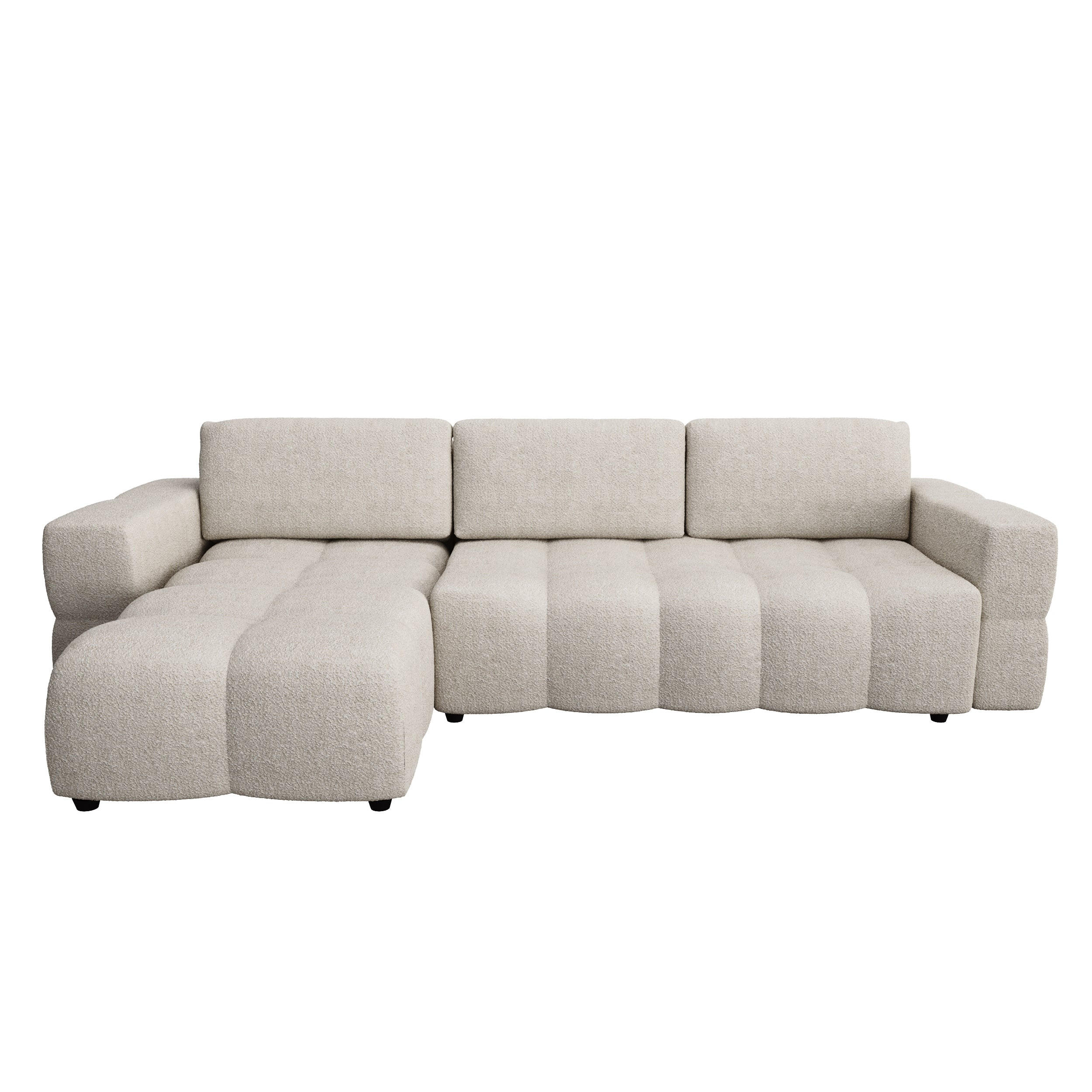 ECKSOFA LINKS Bouclé-Stoff Beige 286cm - Beige, Textil (169/286cm) - Sia Home