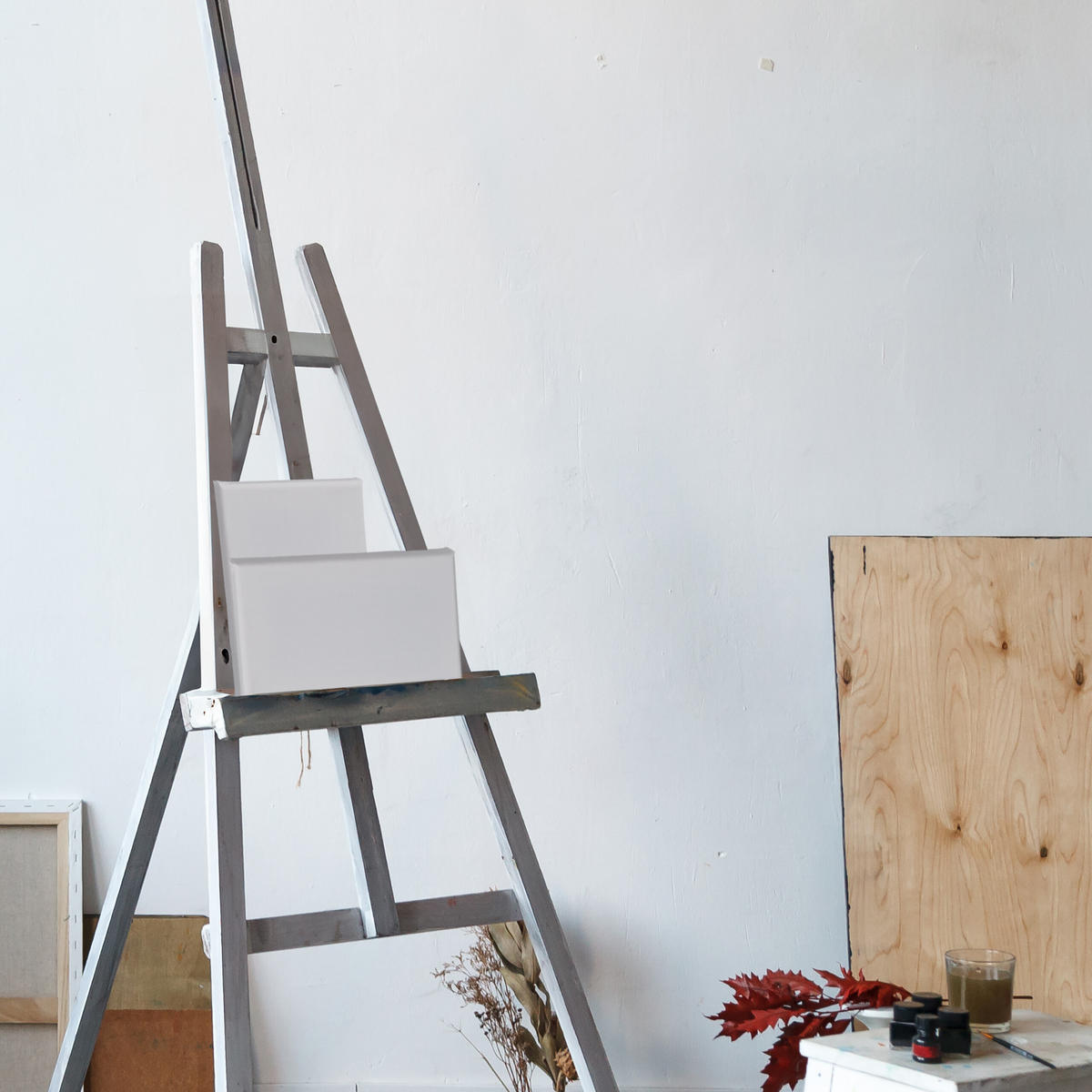 14XLEINWAND-SET - Weiß, Holzwerkstoff/Textil (18/12cm) - Relaxdays