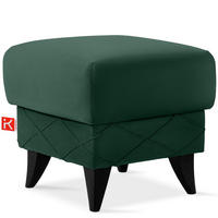 HOCKER GUSTAVO III Fußstütze, Velours, Dunkelgrün - Dunkelgrün, Holz/Holzwerkstoff (53/49/53cm) - KONSIMO®