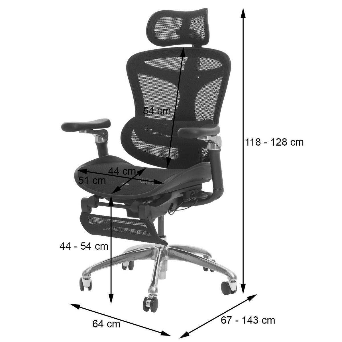 BÜROSTUHL Schwarz - Schwarz, Textil (64/128/143cm) - MCW